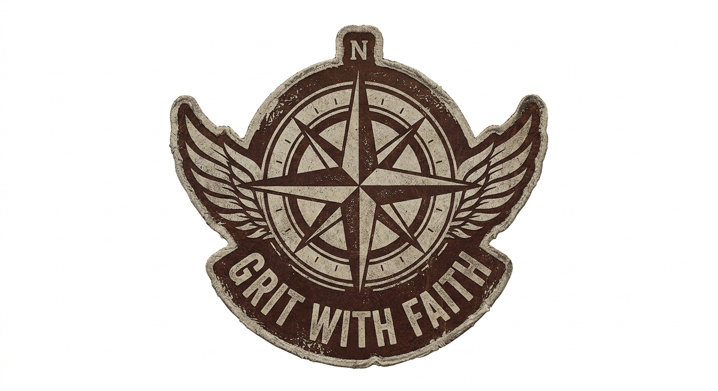 Logo with compass design and 'Grit with Faith' text on a white background
