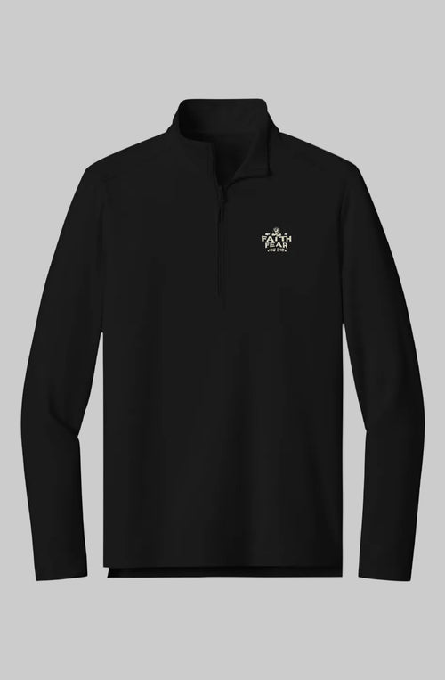 Grit With Faith black performance quarter zip pullover for golf outdoor and athletic wear