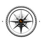 Decorative compass rose with a central 'G' on a white background