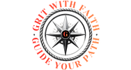 Compass with 'Grit with Faith, Guide Your Path' text on a white background