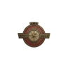 Decorative emblem with compass design and motivational text on a white background