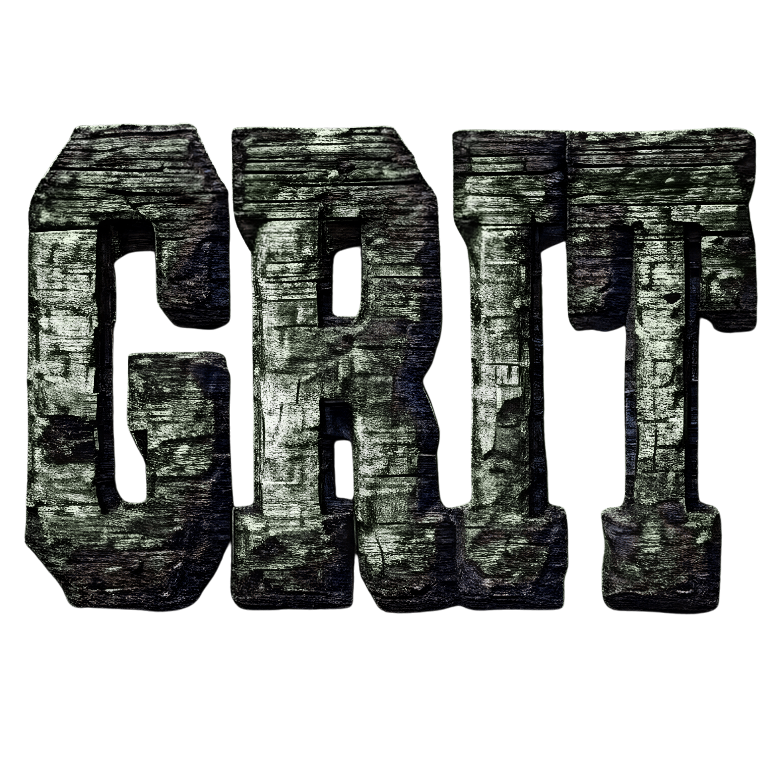 Wooden-textured letters spelling 'GOT' on a black background