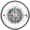 Compass design with a central 'G' logo and text on a white background