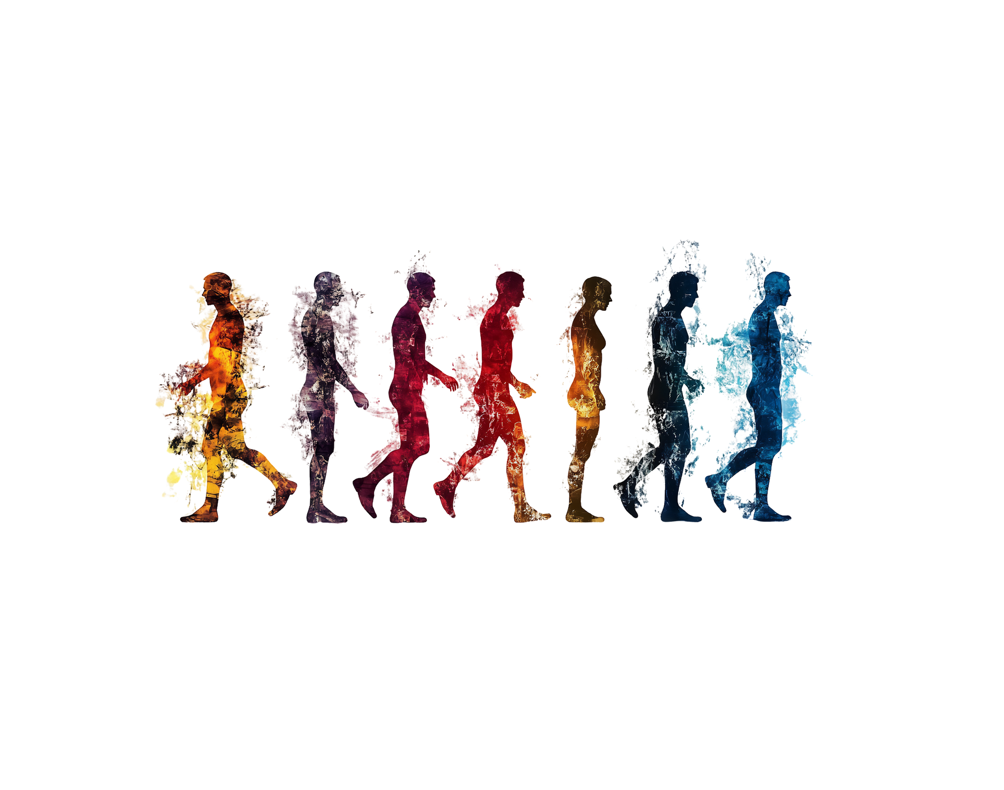 Colorful crystal-like structures on a black background