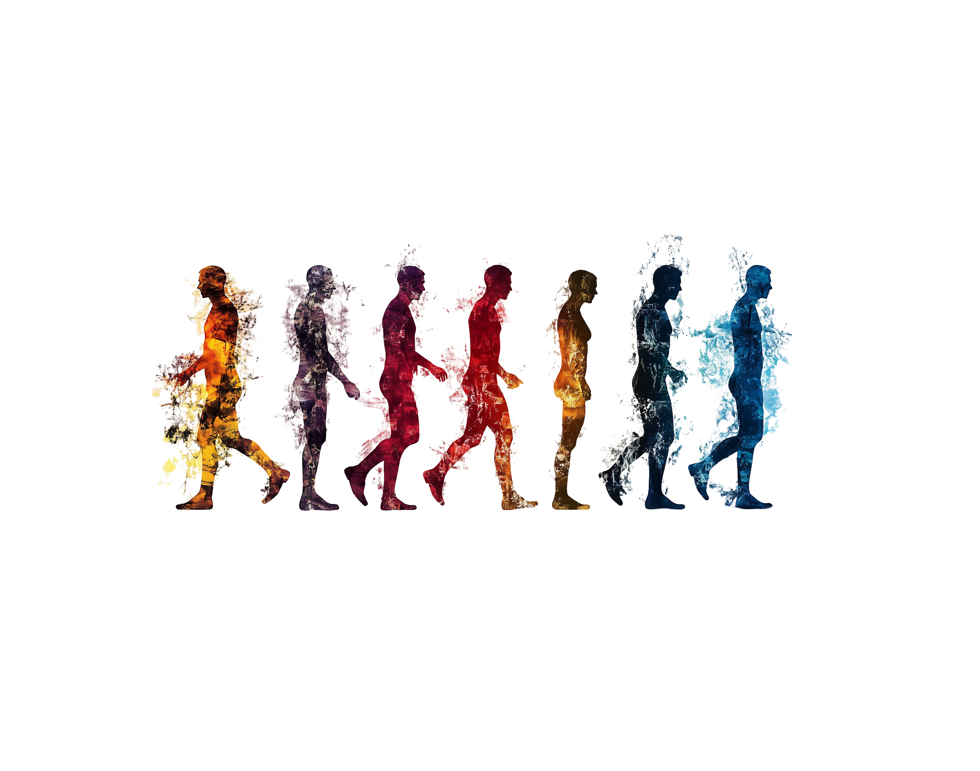 Colorful crystal-like structures on a black background